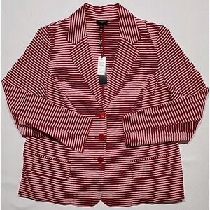 NWT Talbots Red White Nautical Striped Knit Jacket Blazer Christmas Holidays 1X